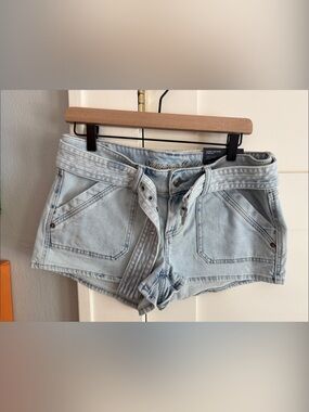 American Eagle Outfitters Pale Blue Denim High-Rise Jean Shorts